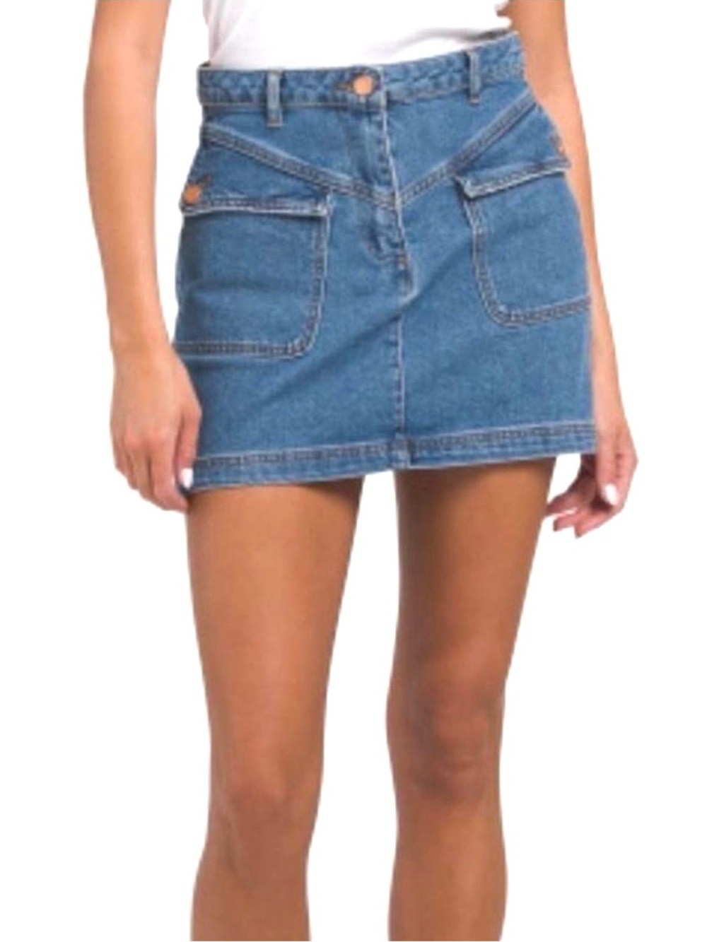 House of Harlow 1960 Denim Cargo Utility Mini Skirt Size 6 Small Med Y2K Stretch